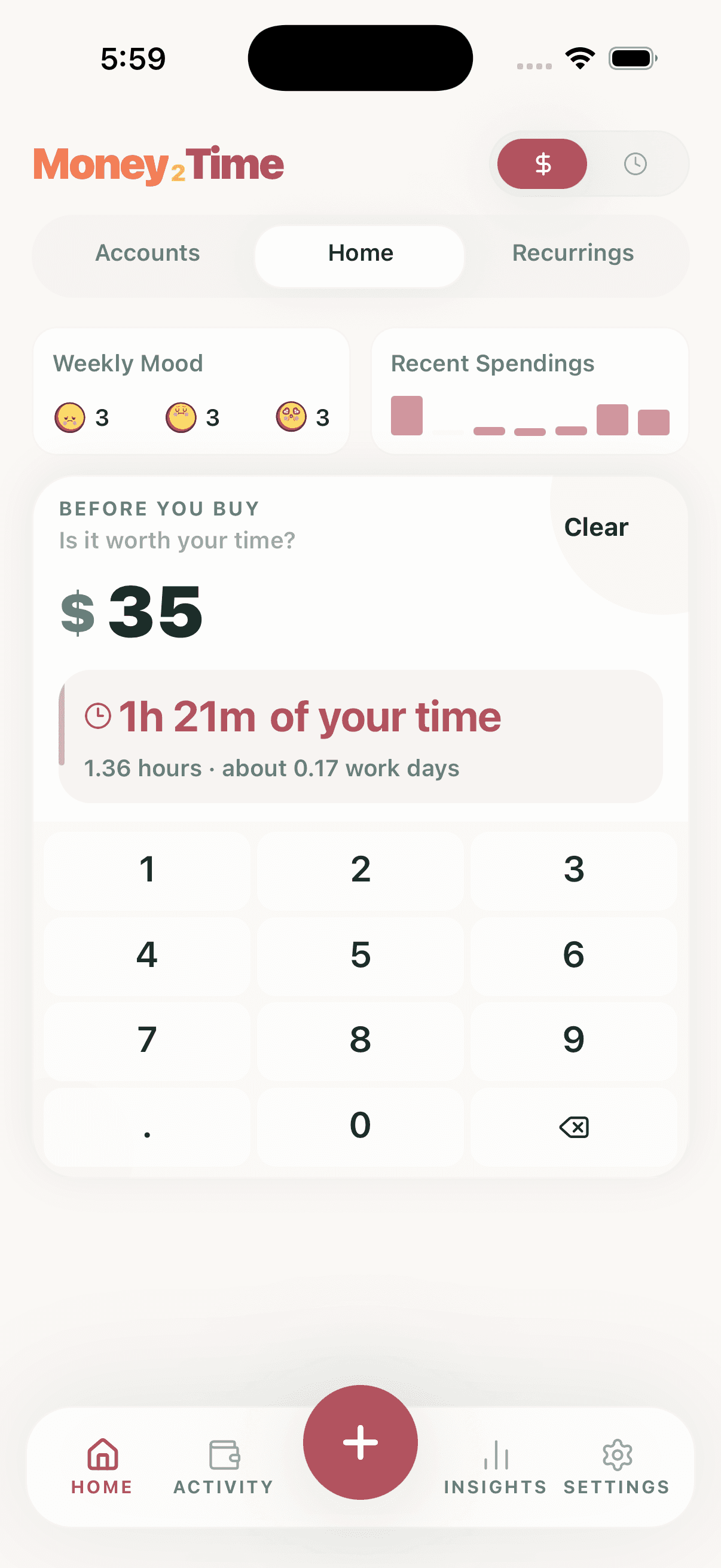 Money2Time screenshot showing the Before You Buy feature