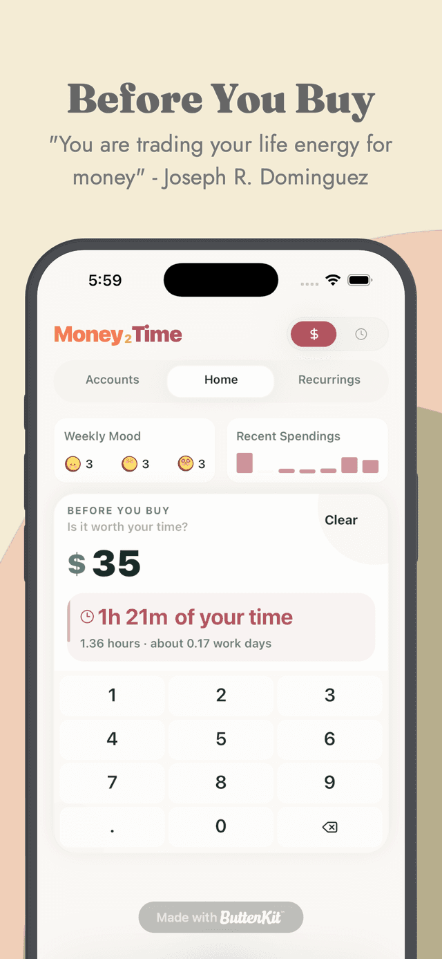 Money2Time - Before You Buy feature